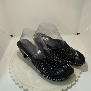 TRU FLEX SLIP ON SLIDES BLOCK HEEL BLACK SIZE 8